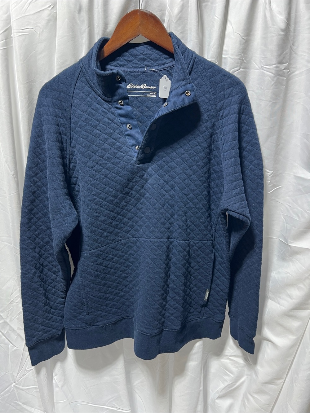 Eddie Bauer Quilted Navy Snap-Front Pullover